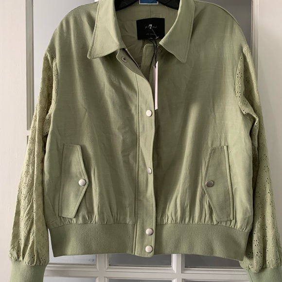 7 for all mankind NWT olive green , short jacket . Size M - Picture 4 of 4